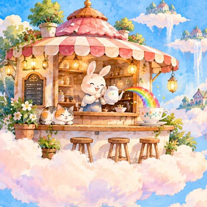 【別画像テスト・お題】雲のカフェ、今日のおすすめは？
